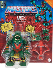 Masters of the Universe Origins Leech retro packaging ideal for collectible display.