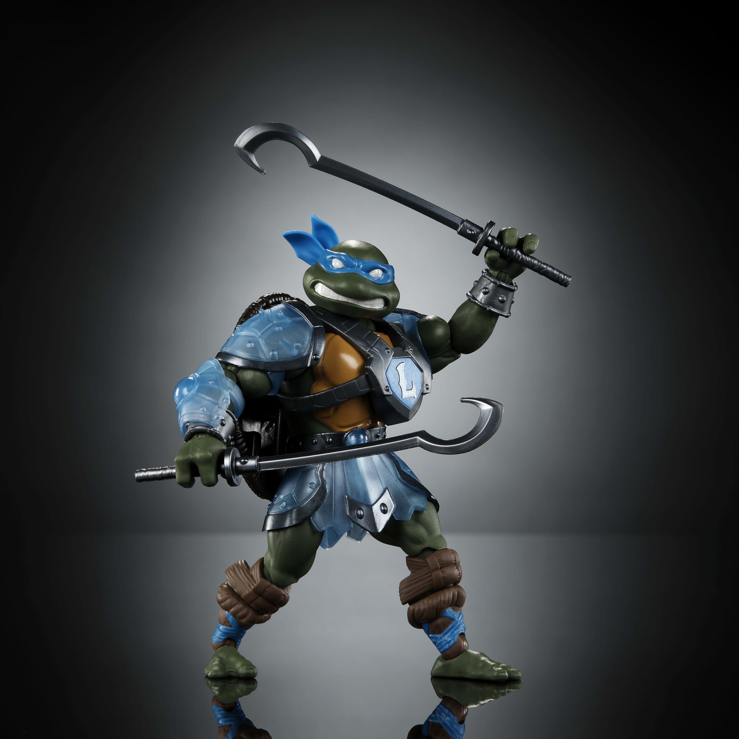 Masters of the Universe Origins Leonardo 16 joints enable dynamic Reptile Wars poses.