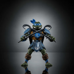 Masters of the Universe Origins Leonardo swords with capture hooks for snake-wrangling.