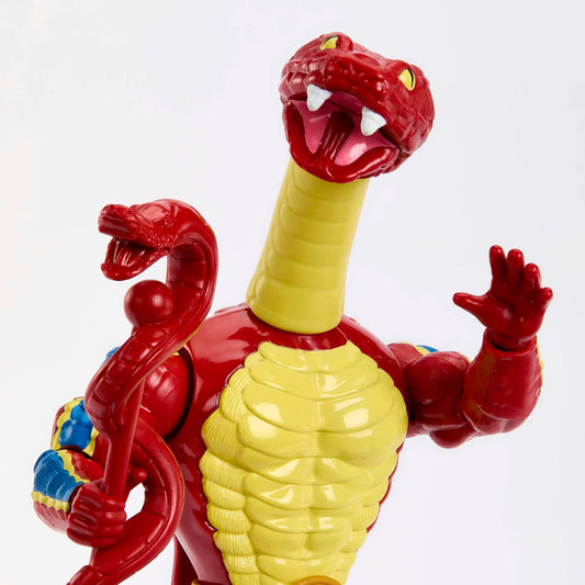 Masters of the Universe Origins Rattlor figure features 16-point articulation for varied stances.