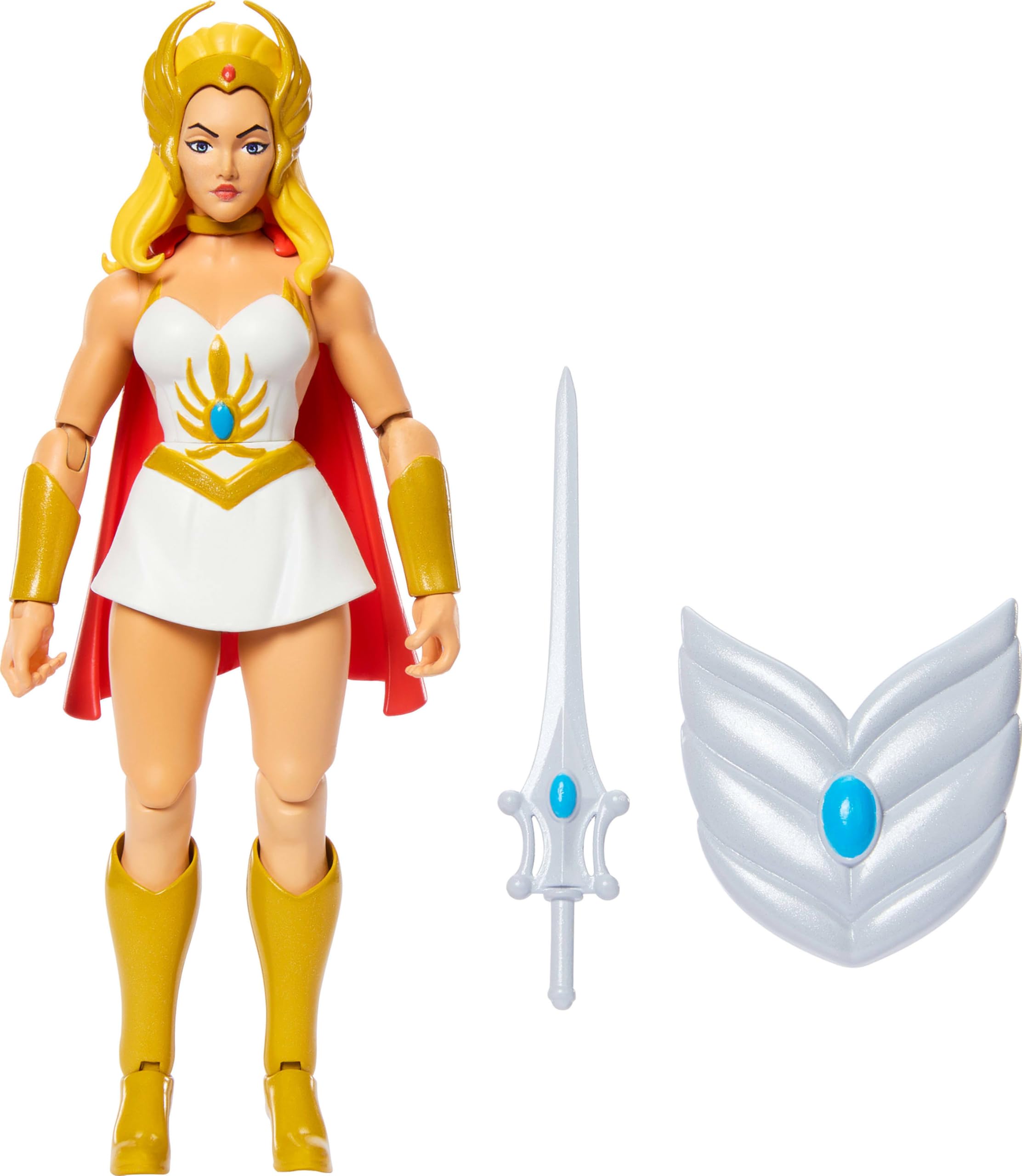 Masters of the Universe Origins She-Ra figure front view for nostalgic display.