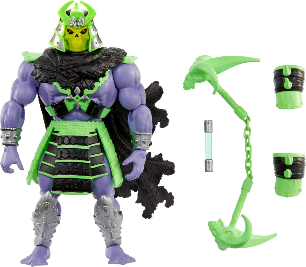 Masters of the Universe Origins Skeletor in samurai armor ready for dynamic action.