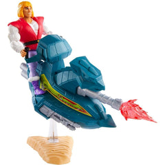 Masters of the Universe Origins Skysled with modular heads for hero or villain setups.