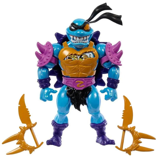 Masters of the Universe Origins Sla'Ker nunchuks and blades for action poses