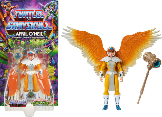 Masters of the Universe Origins Sorceress April O'Neil figure with wings for dramatic posing.