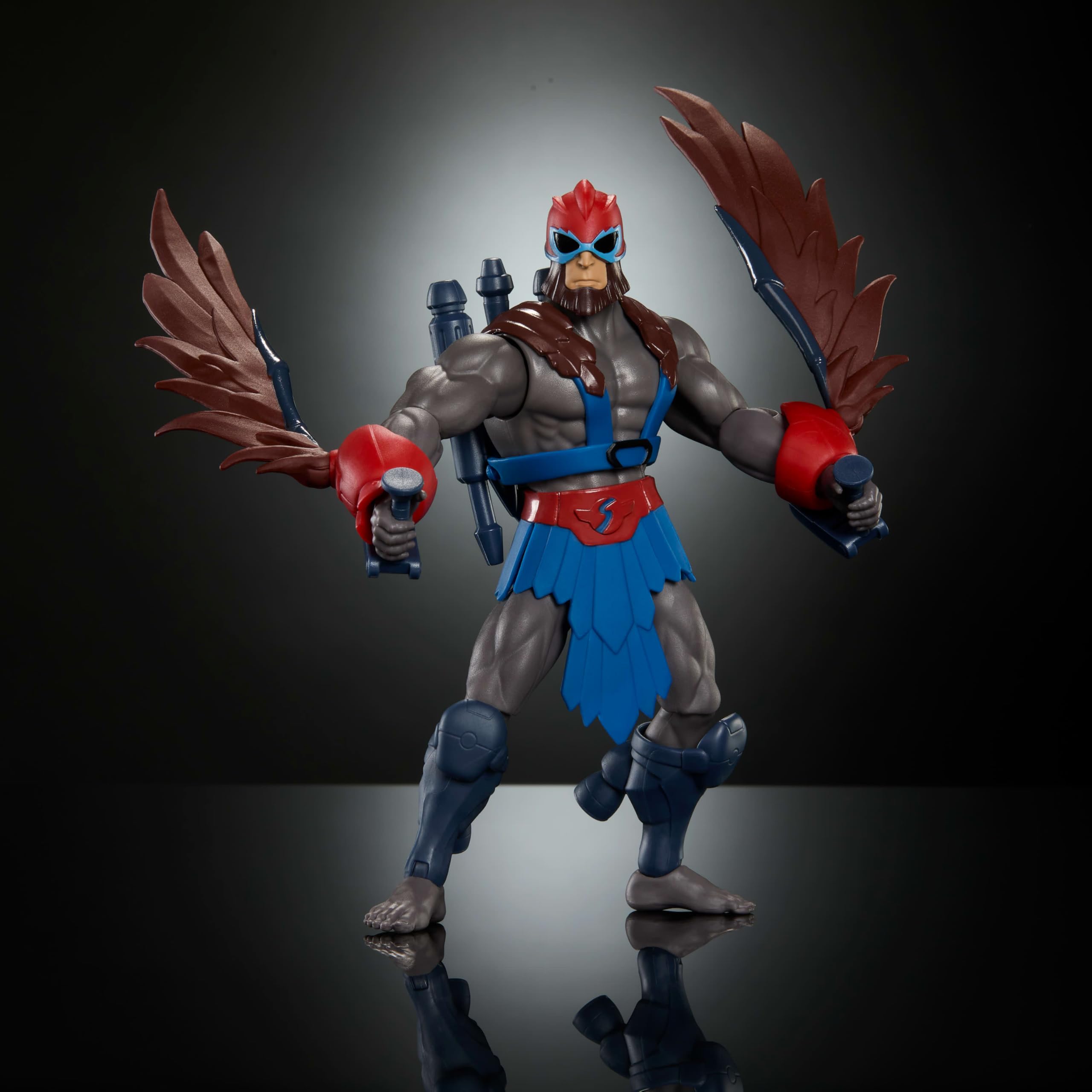 Masters of the Universe Origins Stratos inspired by the Sky War episode for collectible authenticity.