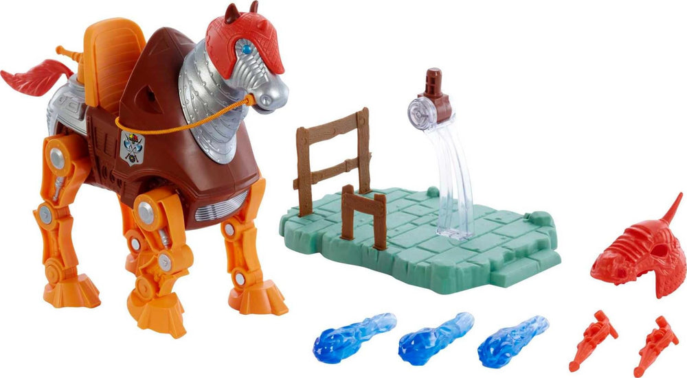 Masters of the Universe Origins Stridor robot horse in an action pose ready for battle