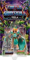 Teela with turtle-inspired Sai sword showcases dynamic action poses.