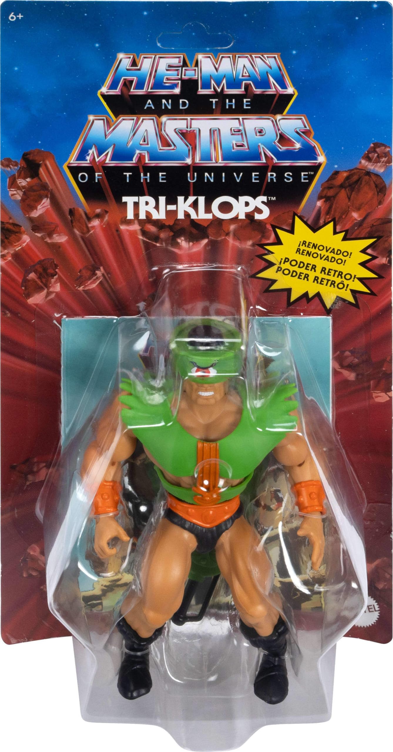 Masters of the Universe Tri-Klops with visor removed shows head detail.