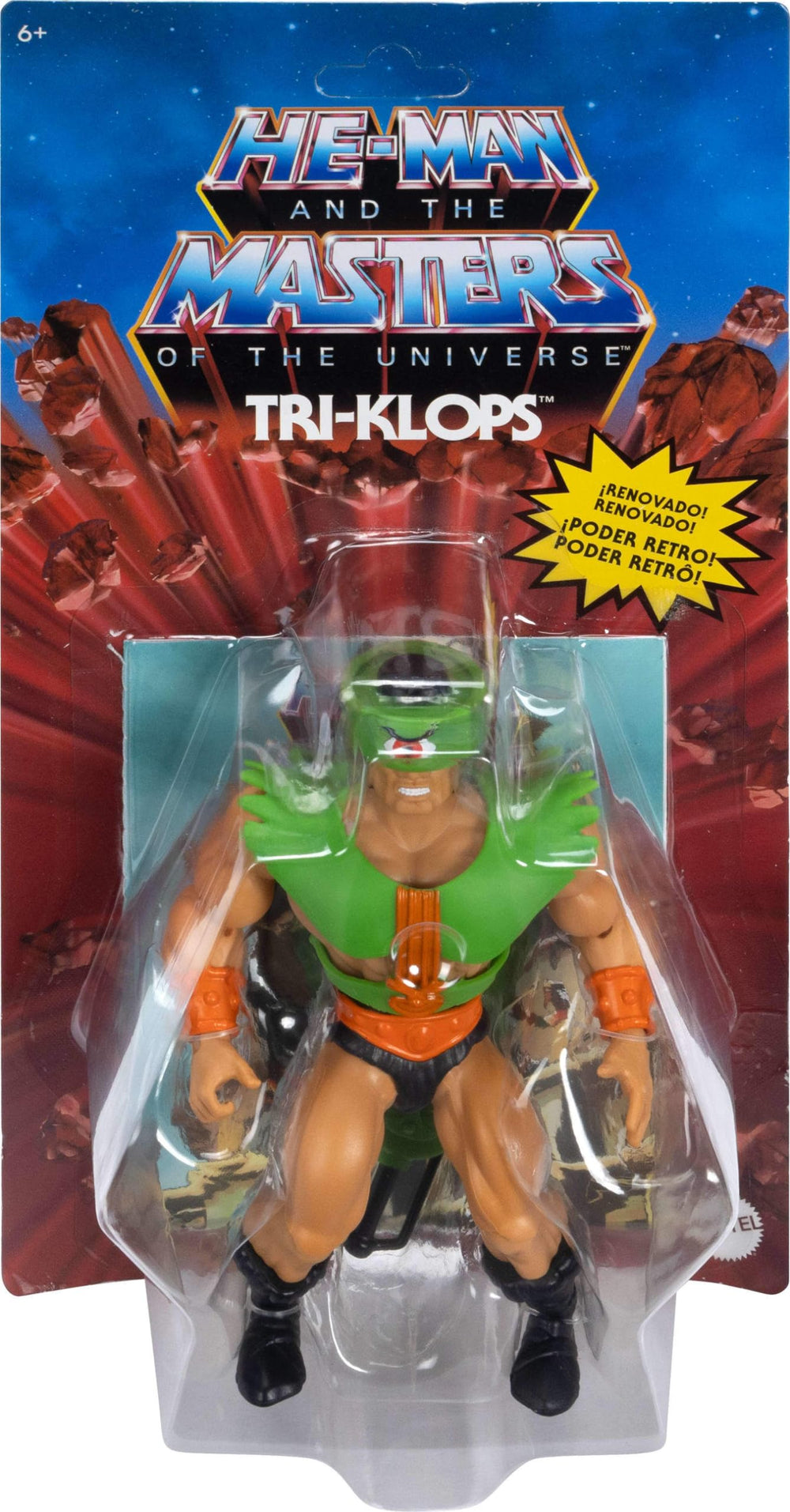 Masters of the Universe Tri-Klops with visor removed shows head detail.