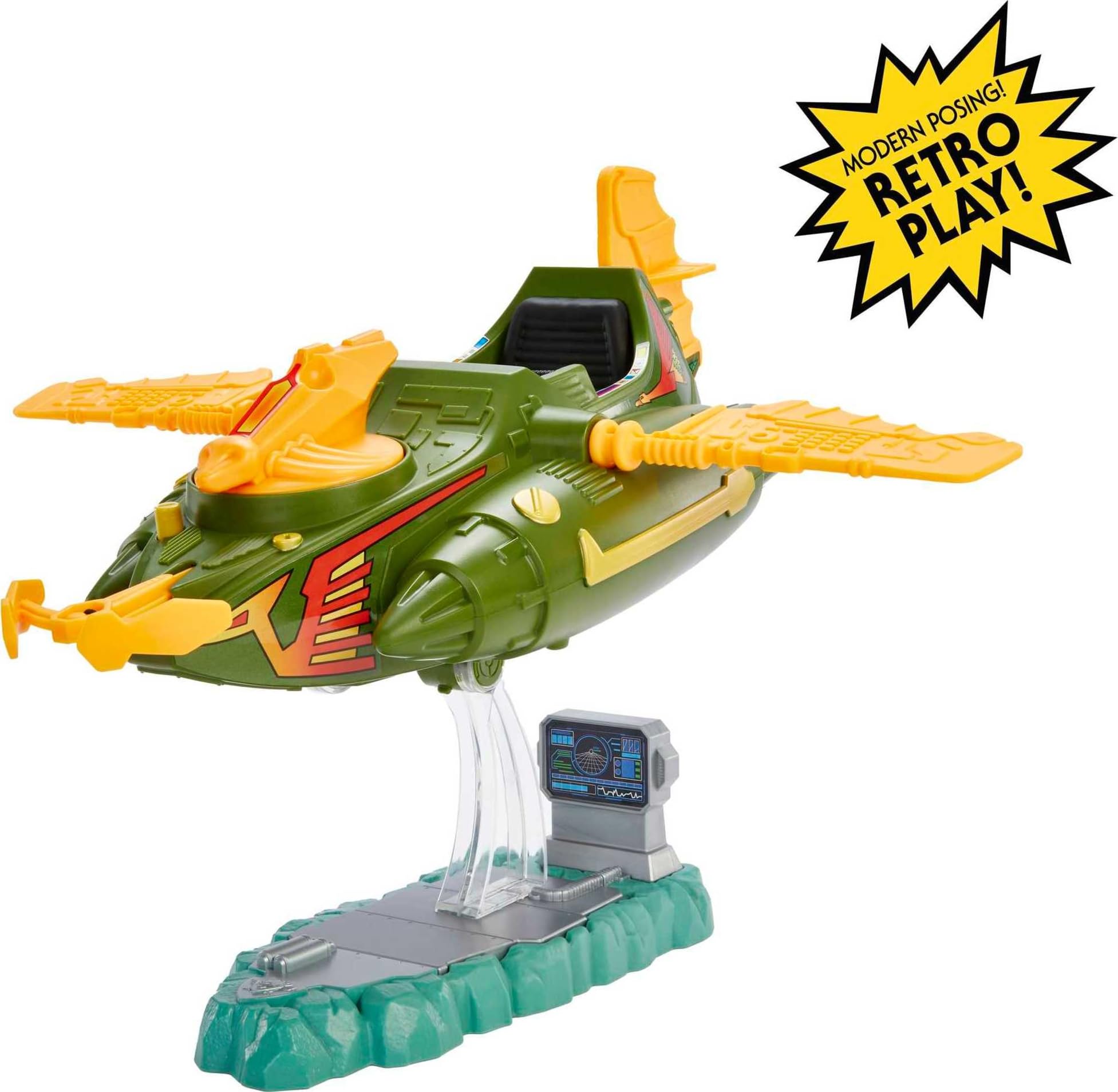 Masters of the Universe Origins Wind Raider hover display stand included.