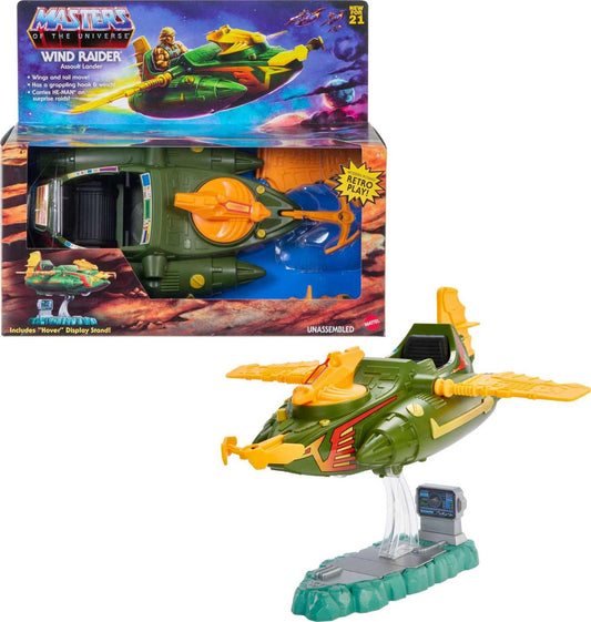 Masters of the Universe Origins Wind Raider with rolling wheels for action play.