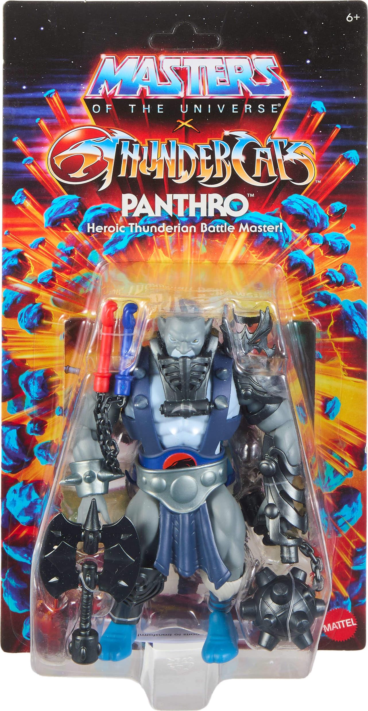 Packaging art and display-ready presentation of Panthro crossover figure.