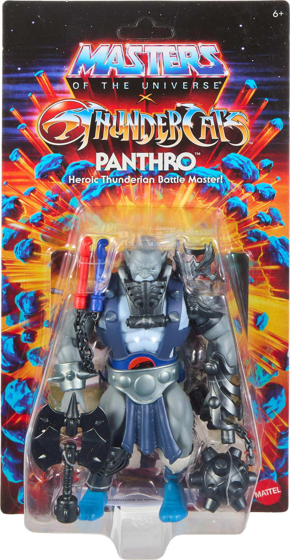 Packaging art and display-ready presentation of Panthro crossover figure.