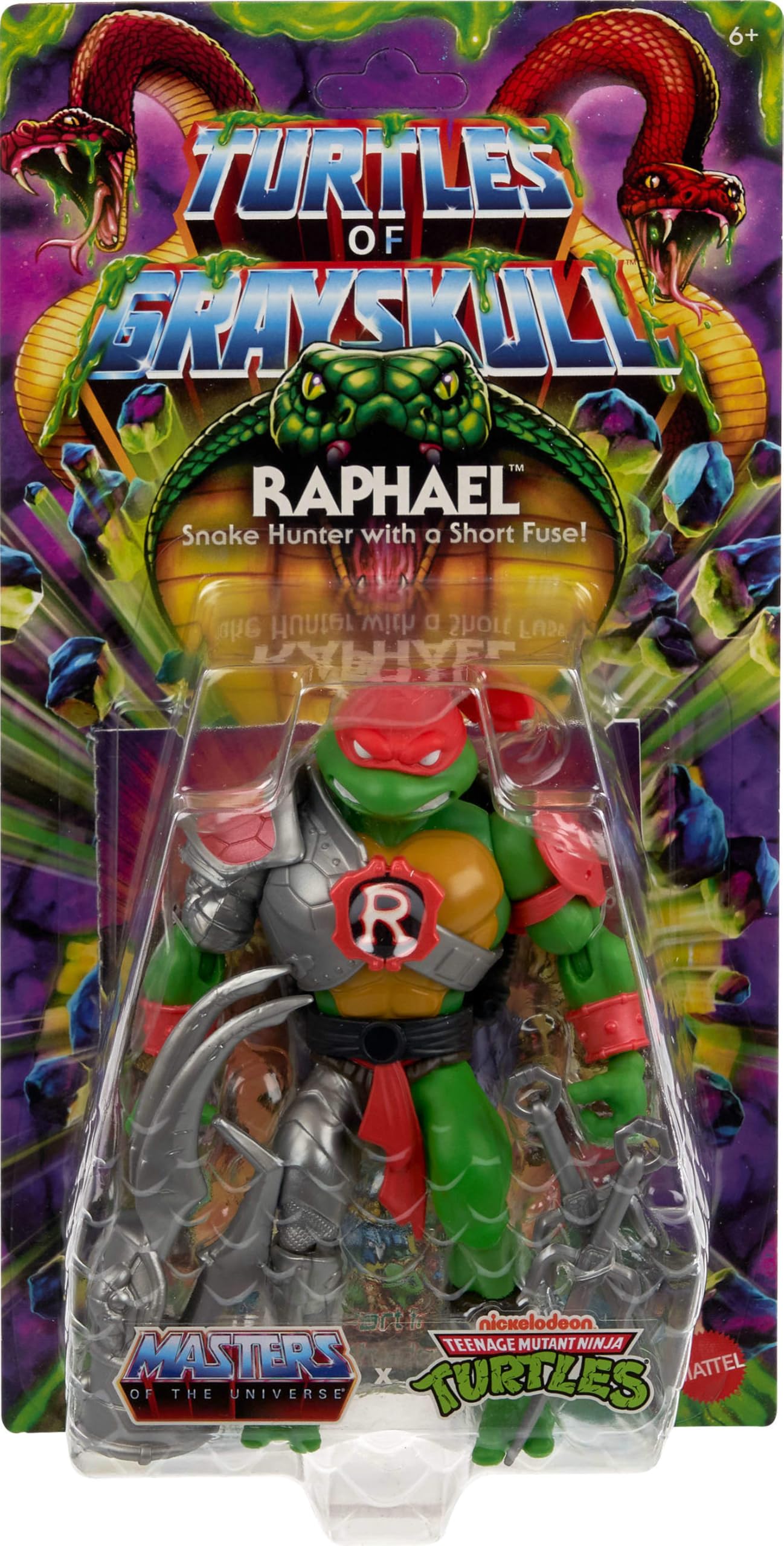 Raphael with shell shield from Masters of the Universe Origins in battle pose