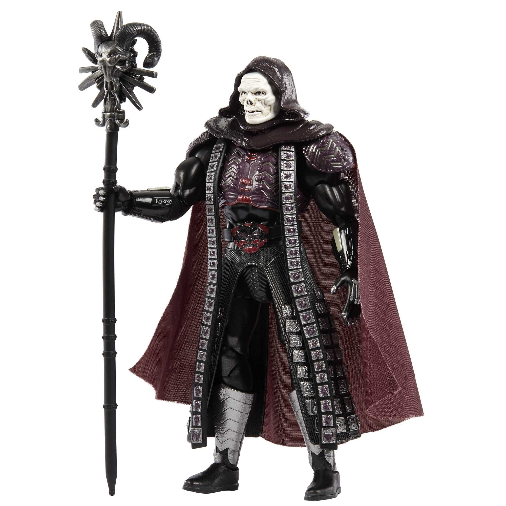 Two swappable heads on Skeletor Masterverse for varied expressions and storytelling.