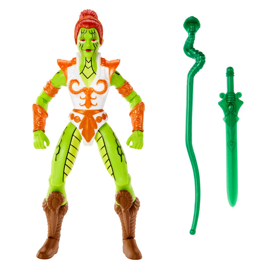 Masters of the Universe Snake Teela figure articulates for dynamic poses.