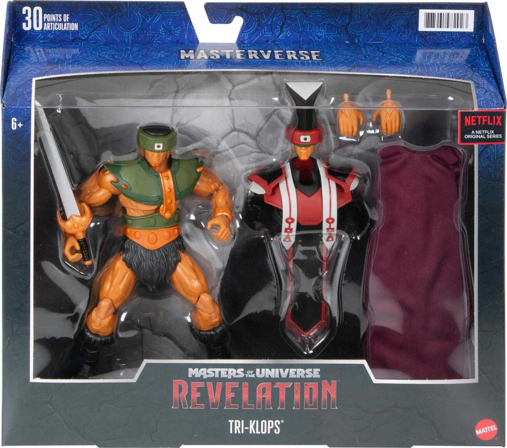 Tri-Klops figure with extra head accessory for expressive poses.