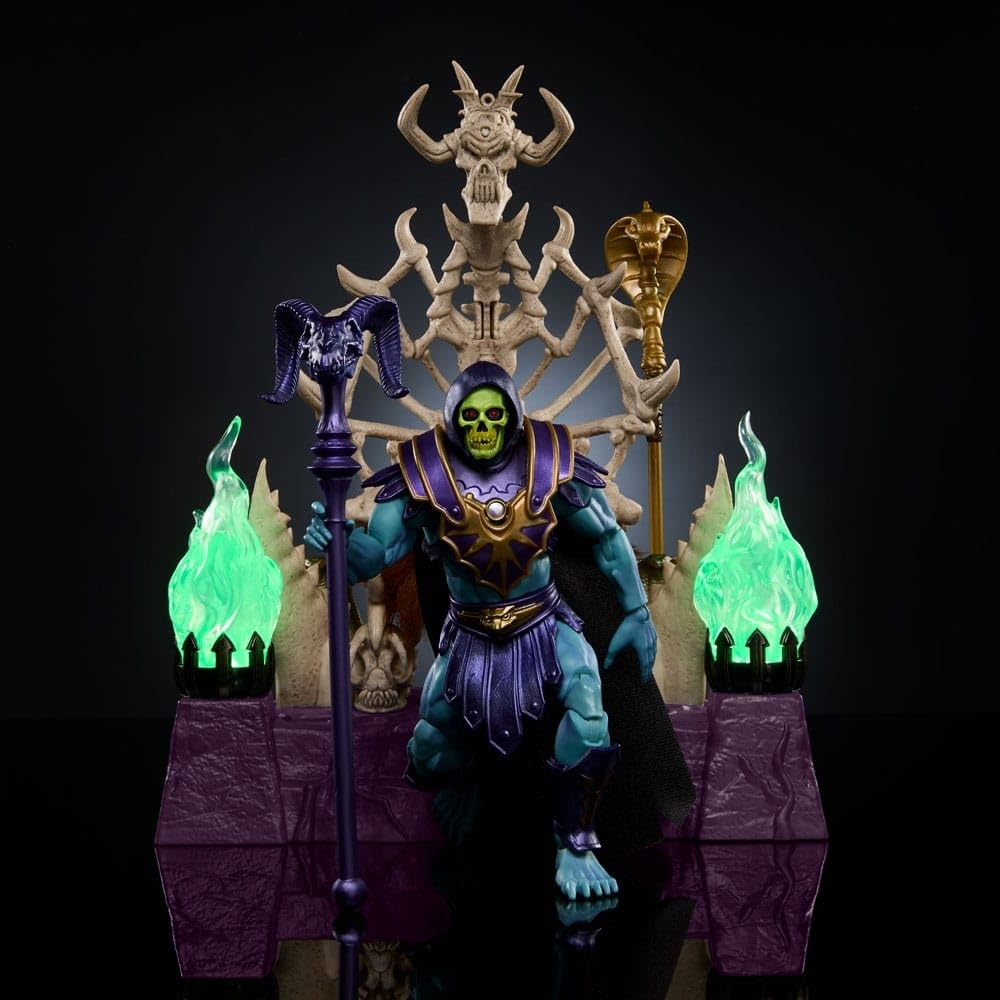 Masters of the Universe Masterverse bone throne with skull and snake accents