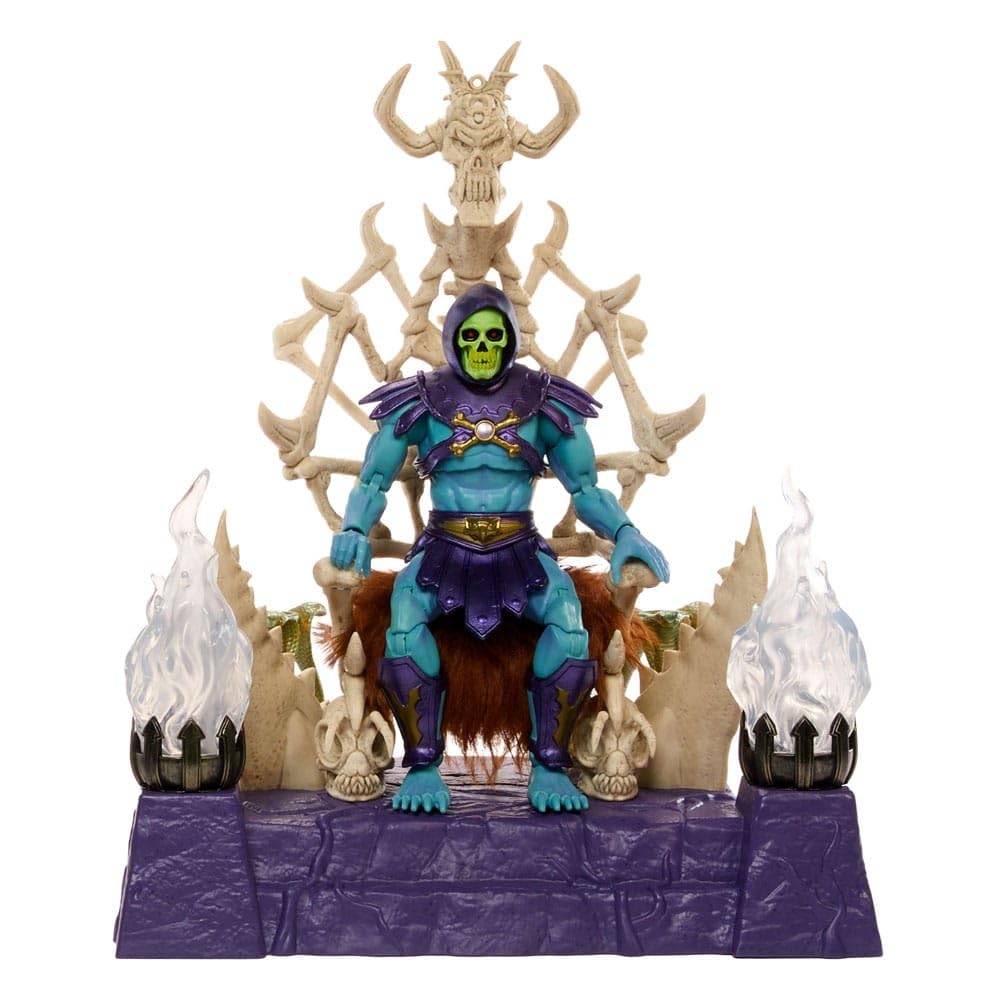 Masters of the Universe Masterverse Skeletor with illuminated throne for dramatic display