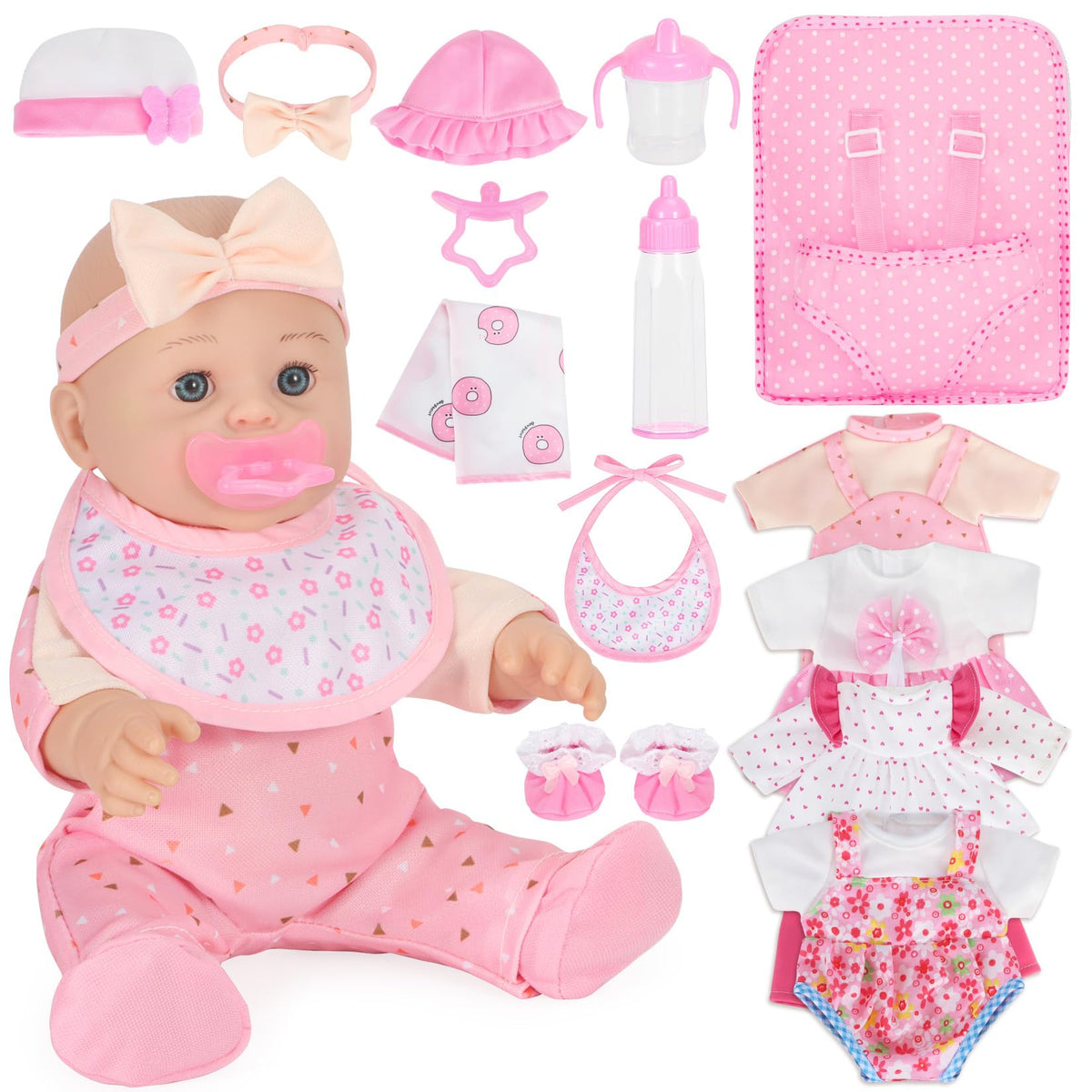 Mastom 12-inch baby doll with realistic features for nurturing pretend play.