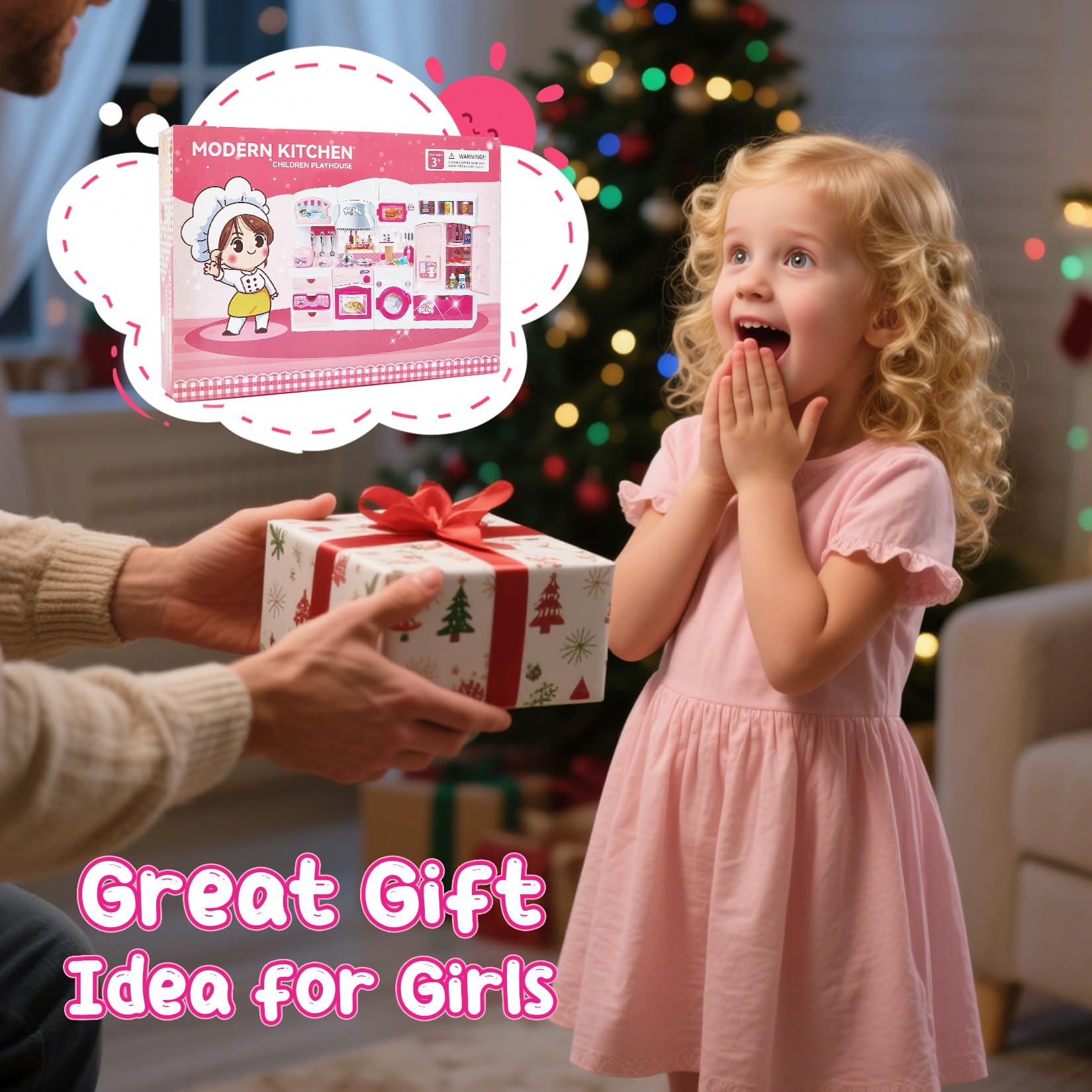 Mastom pink kitchen makes a versatile gift for ages 3–8.