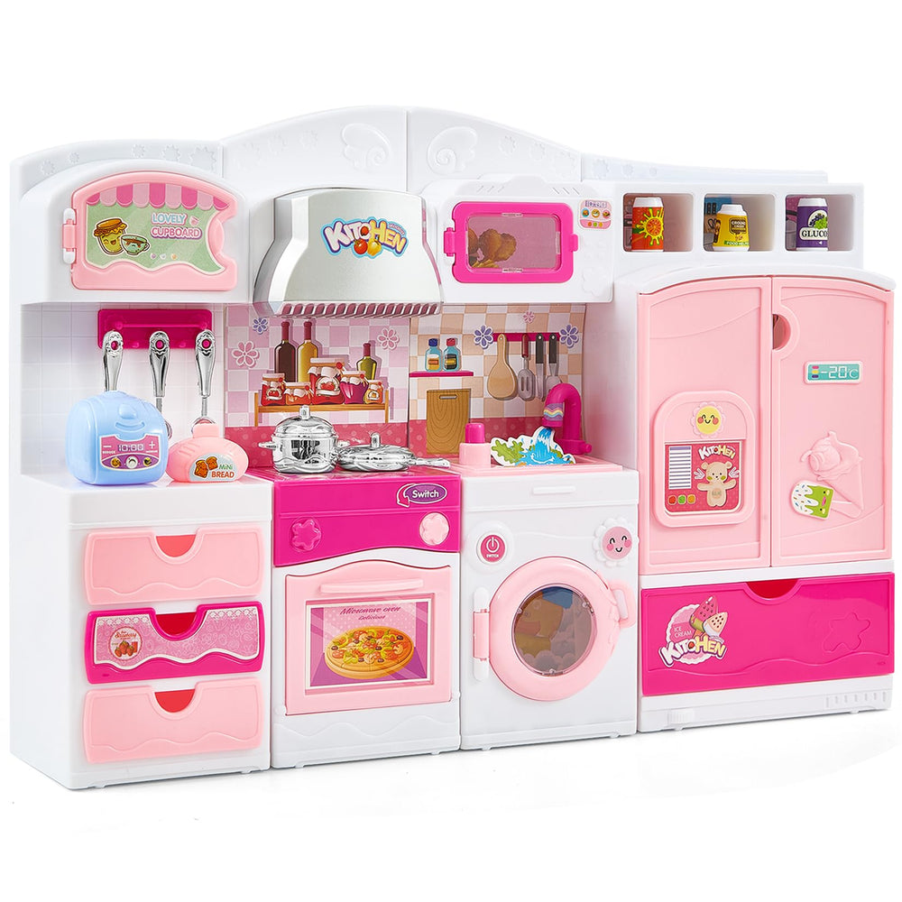 Mastom Kids Kitchen Playset with pink lights and sounds to boost imaginative play.