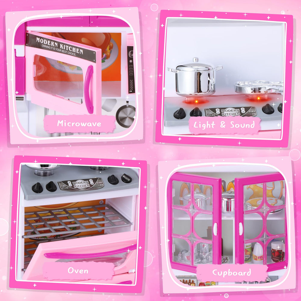 Mastom kitchen playset oven door opens for authentic role-play.