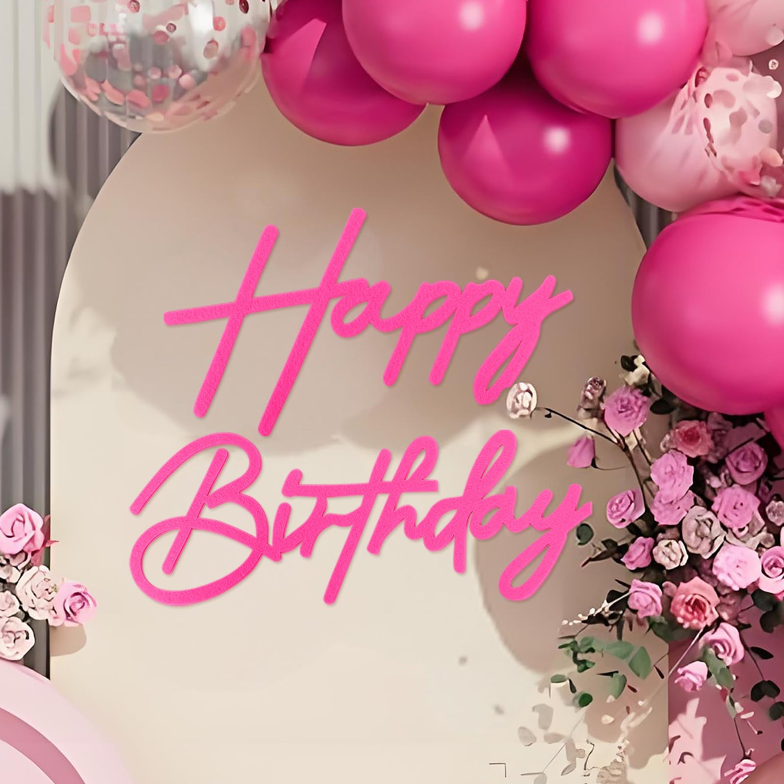 MASTRON hot pink felt letters backdrop for stylish birthday photos