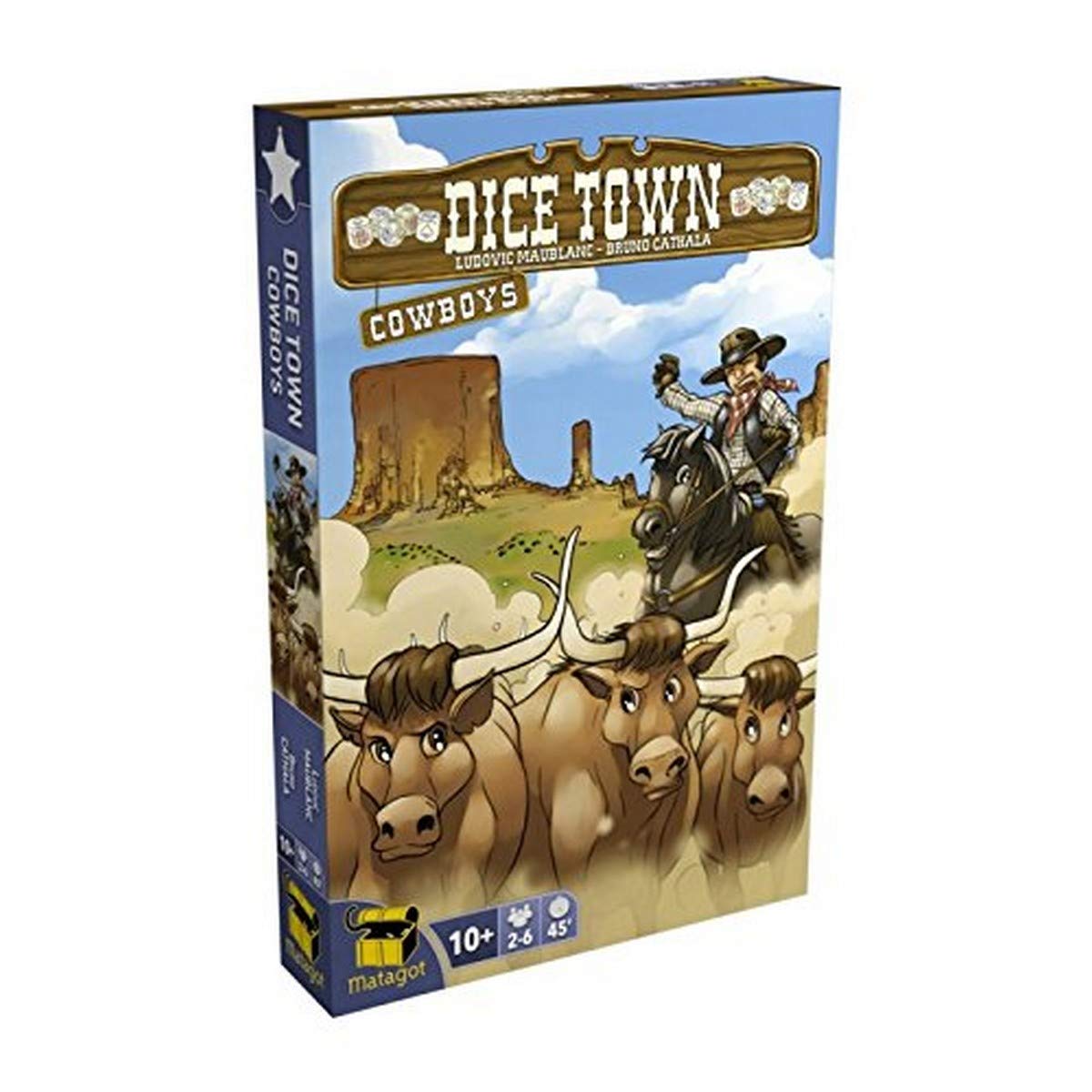 Matagot Dice Town Cowboys Expansion prairie location enhances play with a new western district.