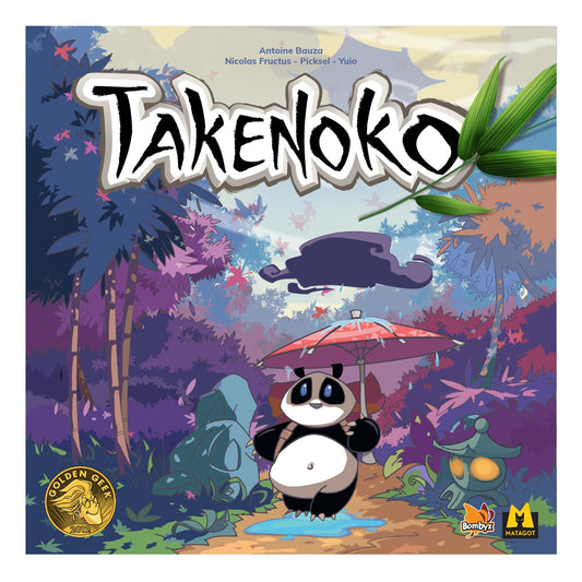 Matagot Takenoko box front with panda miniatures for family-friendly strategy sessions.