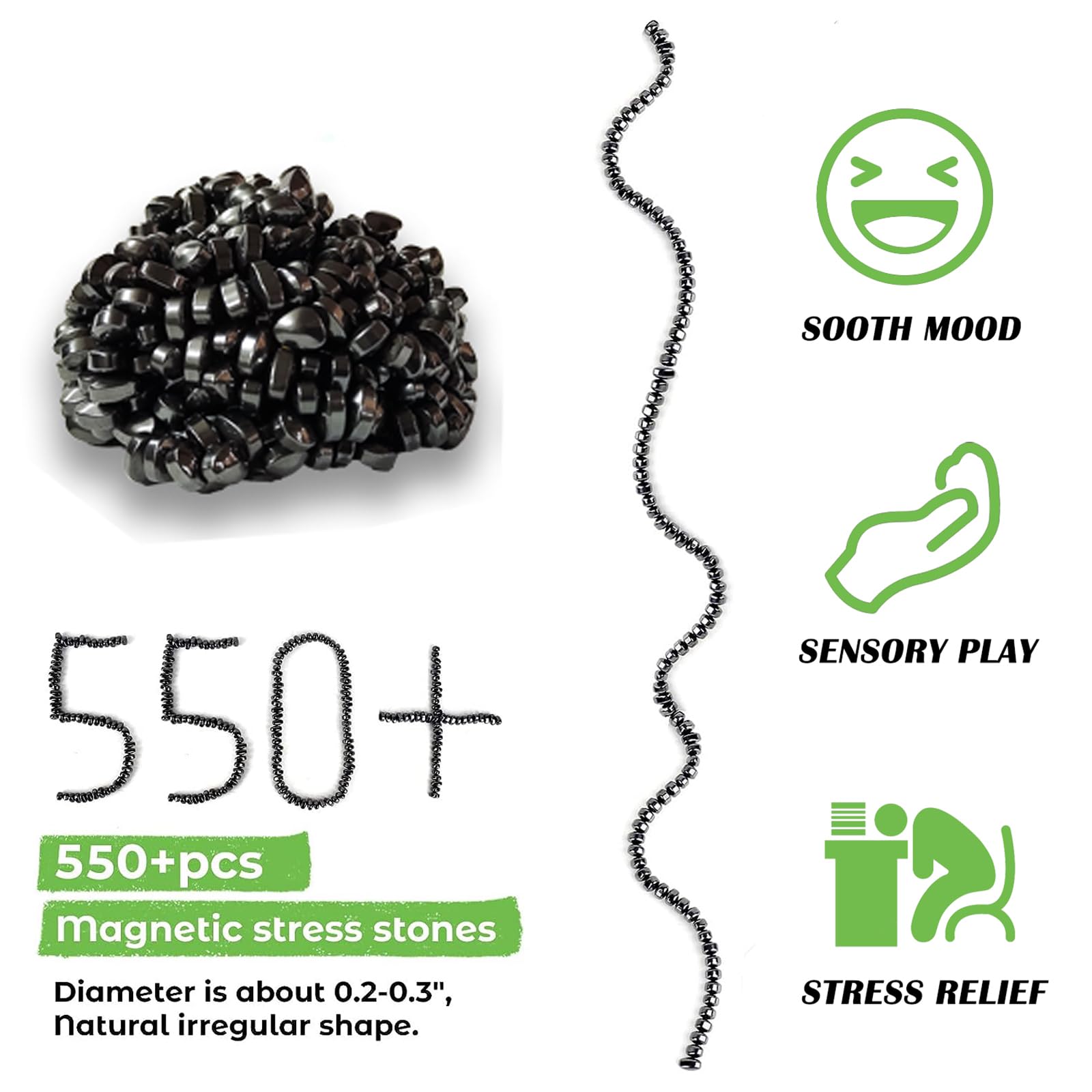 Matassari 550pcs set highlighting texture and temperature cues for mindful handling.