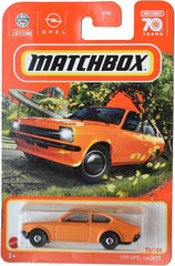 Matchbox 1975 Opel Kadett orange die-cast model, perfect for display and collection.