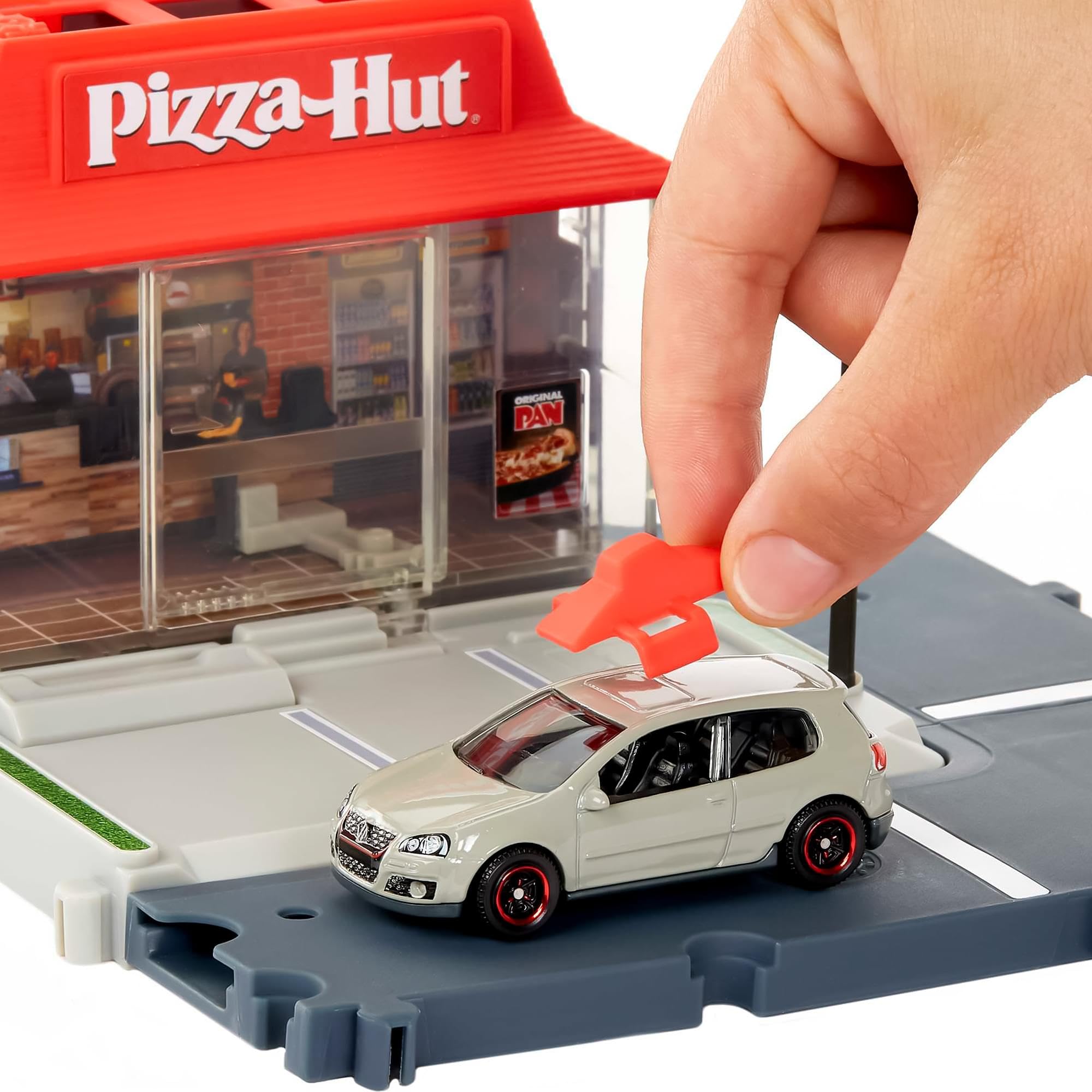 Pizza Hut themed playset scene adds realistic storytelling
