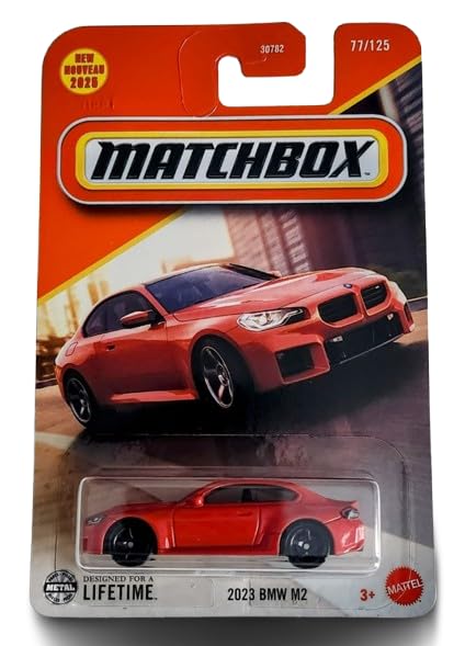 Matchbox BMW M2 red die-cast, 1:64 scale for display and collection.