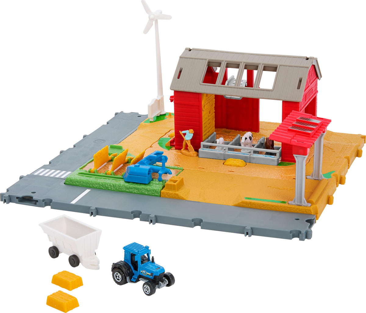 Matchbox Farm Adventure Playset with tractor and trailer sparks imaginative farming play.