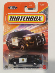 Matchbox Ford Police Interceptor Utility diecast, front view, durable play and display.