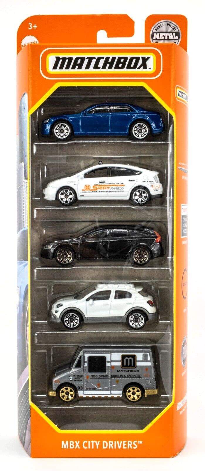Matchbox MBX City Drivers 5 Pack, 1:64 scale, ideal for display and storytelling driving scenes.