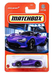 Matchbox McLaren 720S Spider purple diecast, ideal for display and collection.