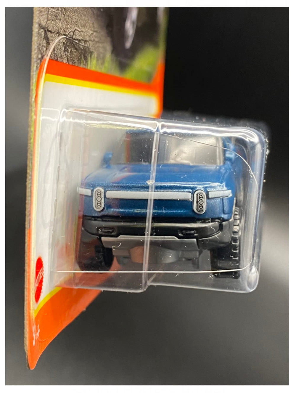 Matchbox Rivian R1T blue right-side view for display.