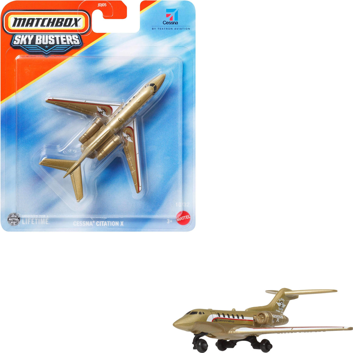 Matchbox Sky Busters airplane with rolling wheels for easy, hands-on play.