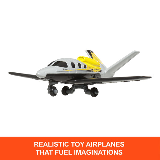 Matchbox Sky Busters helicopter with spinning propellers for dynamic action.