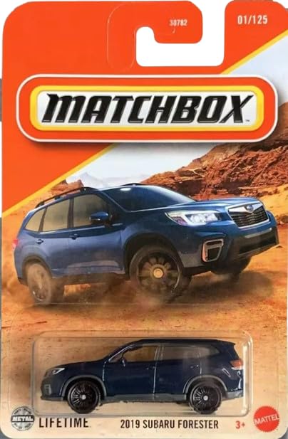 Matchbox Subaru Forester 2019 blue diecast model for display and collection.