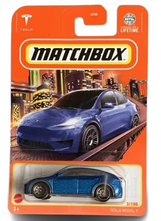 Matchbox Tesla Model Y 1:64 blue die-cast with opening doors for display and play
