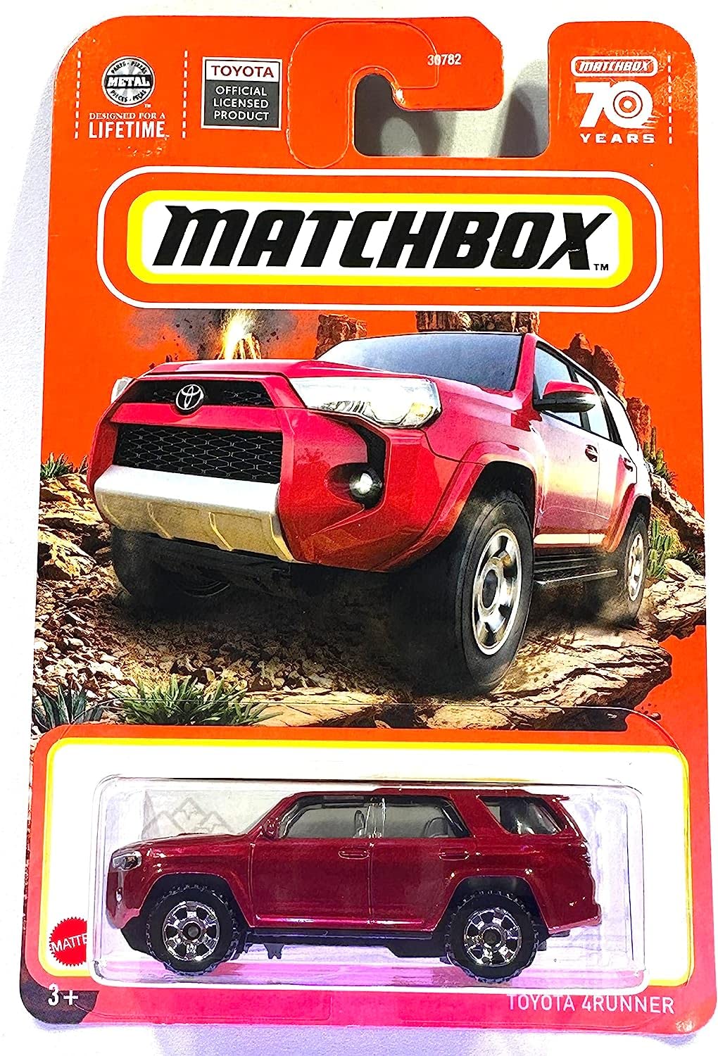Matchbox Toyota 4Runner 70 Years Edition die-cast model with detailed decals for display and collection