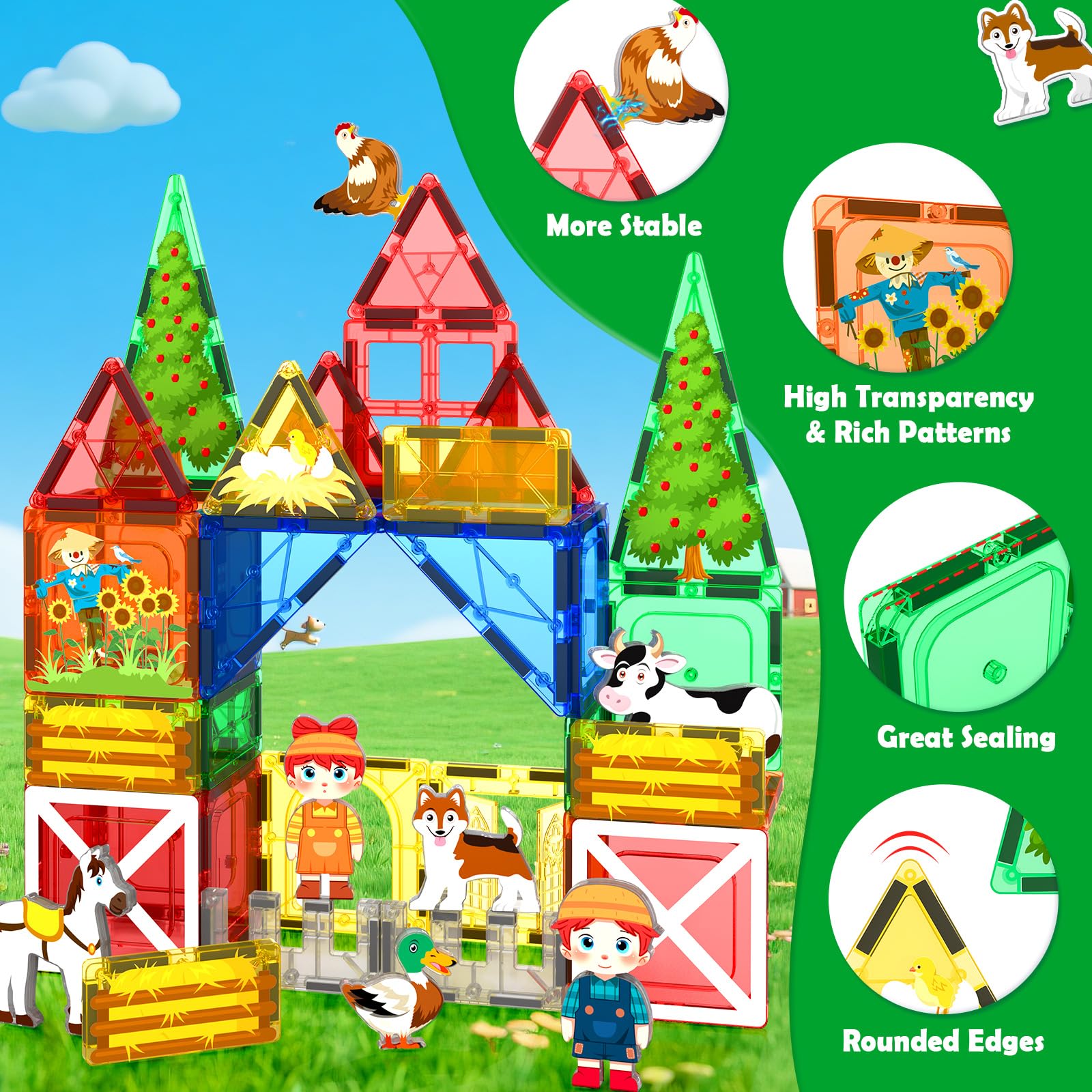 Matchtiles 3D farmhouses enable immersive barns and spatial thinking during play.