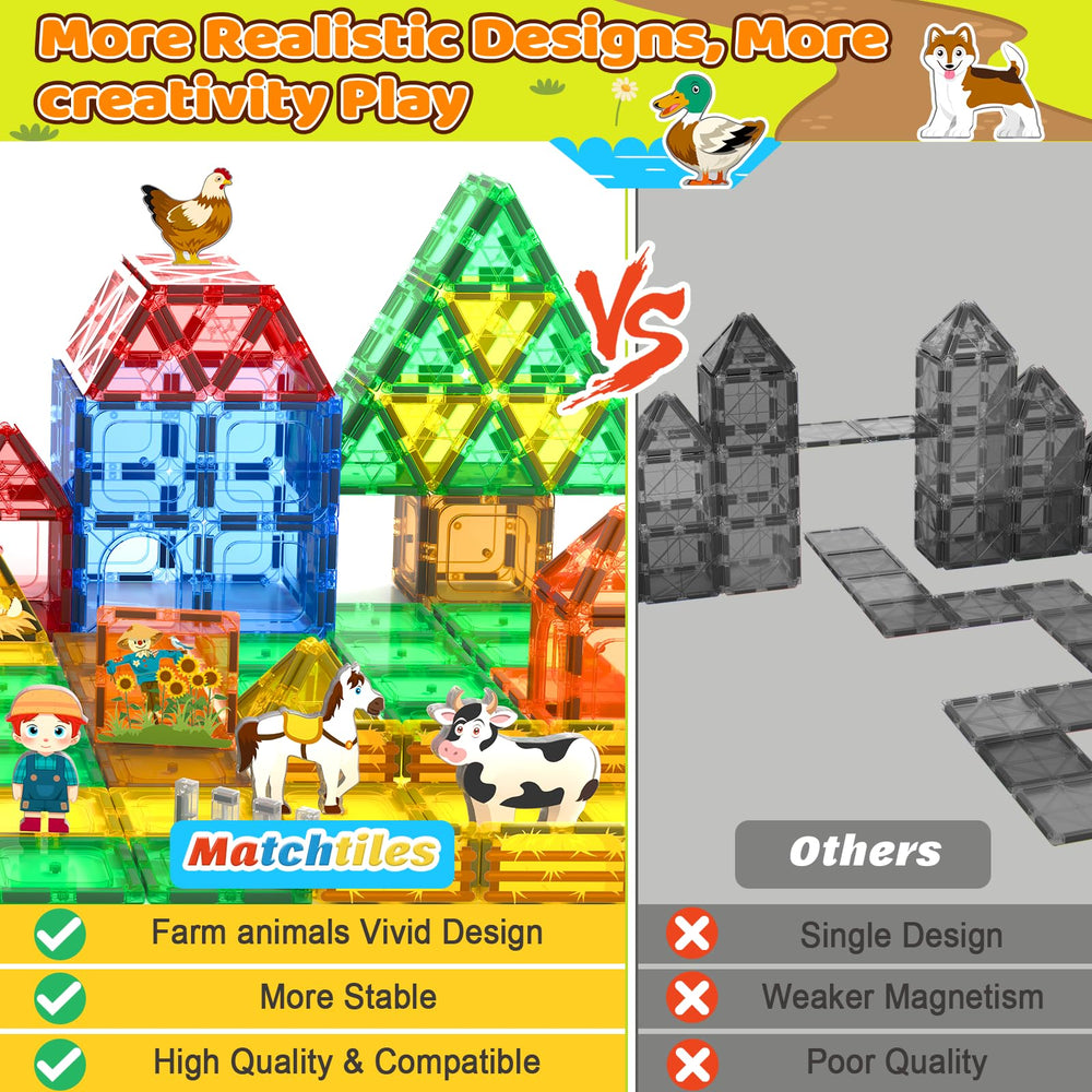 Matchtiles farm house construction sparks imaginative storytelling during play.