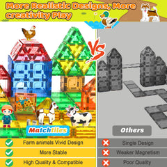 Matchtiles farm house construction sparks imaginative storytelling during play.