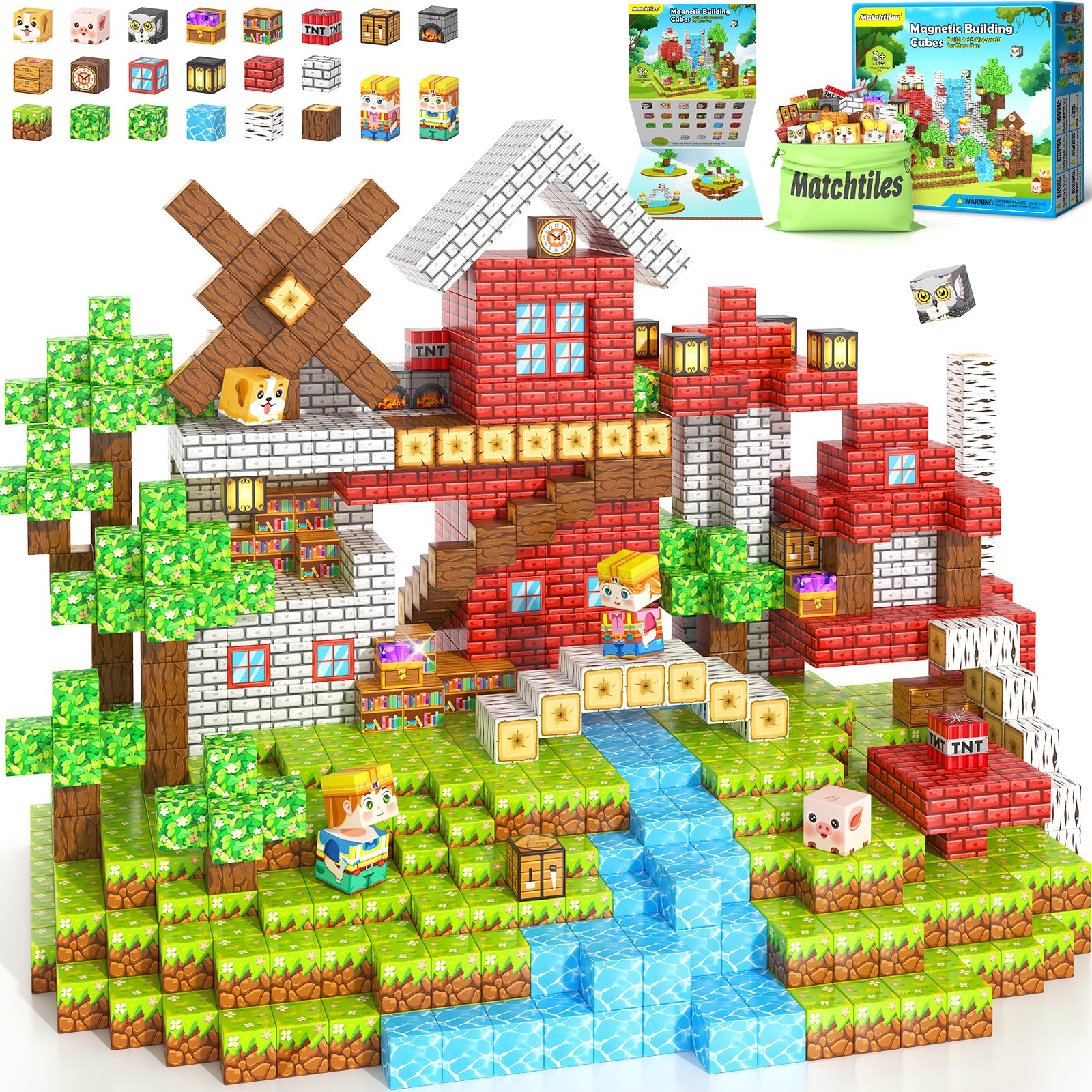 Matchtiles forest magnetic blocks set for endless imaginative play and safe construction.