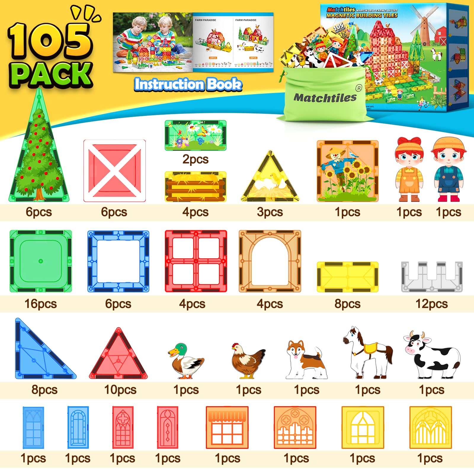 Matchtiles magnetic building blocks for versatile home and classroom play.